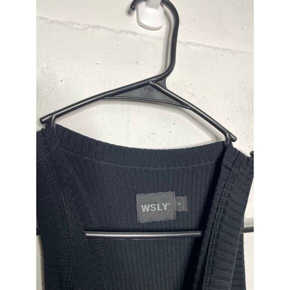 WSLY Black Ribbed Midi Dress Sleeveless Size Small - Picture 4 of 9